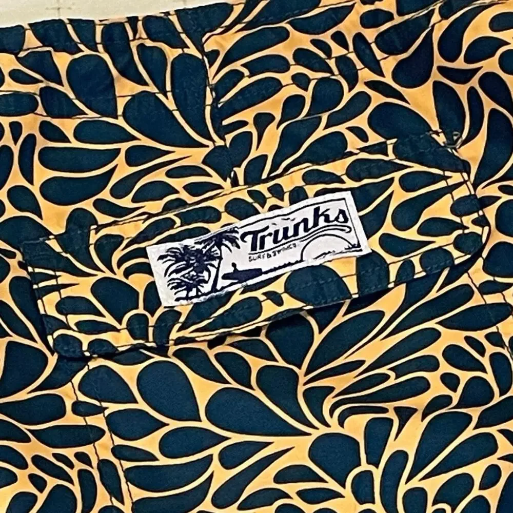 Trunks Swim Trunks Men's 38 Orange & Blue Floral Print